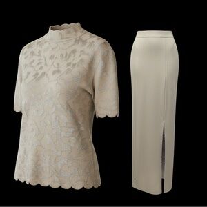 St John Evening by Marie Gray size 10 Gold Knit 2 Piece Long Skirt sparkling